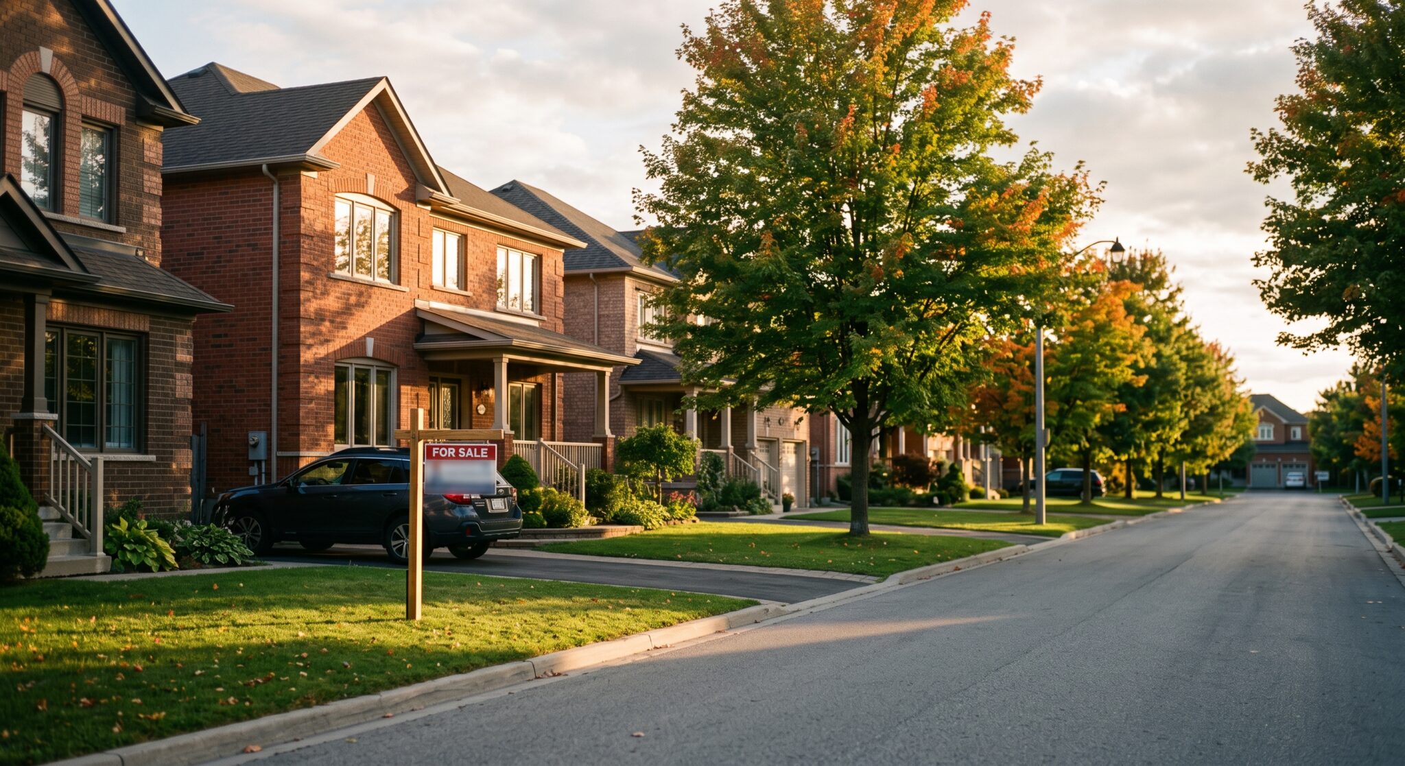 Detached homes on a Markham street in early fall, the best time to list your home in Markham.