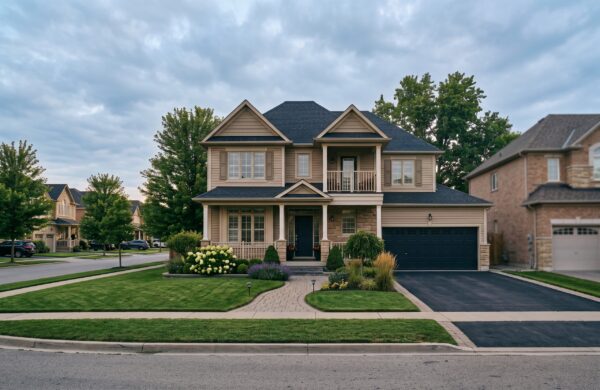 Cost to move up in Markham: detached home exterior at dusk